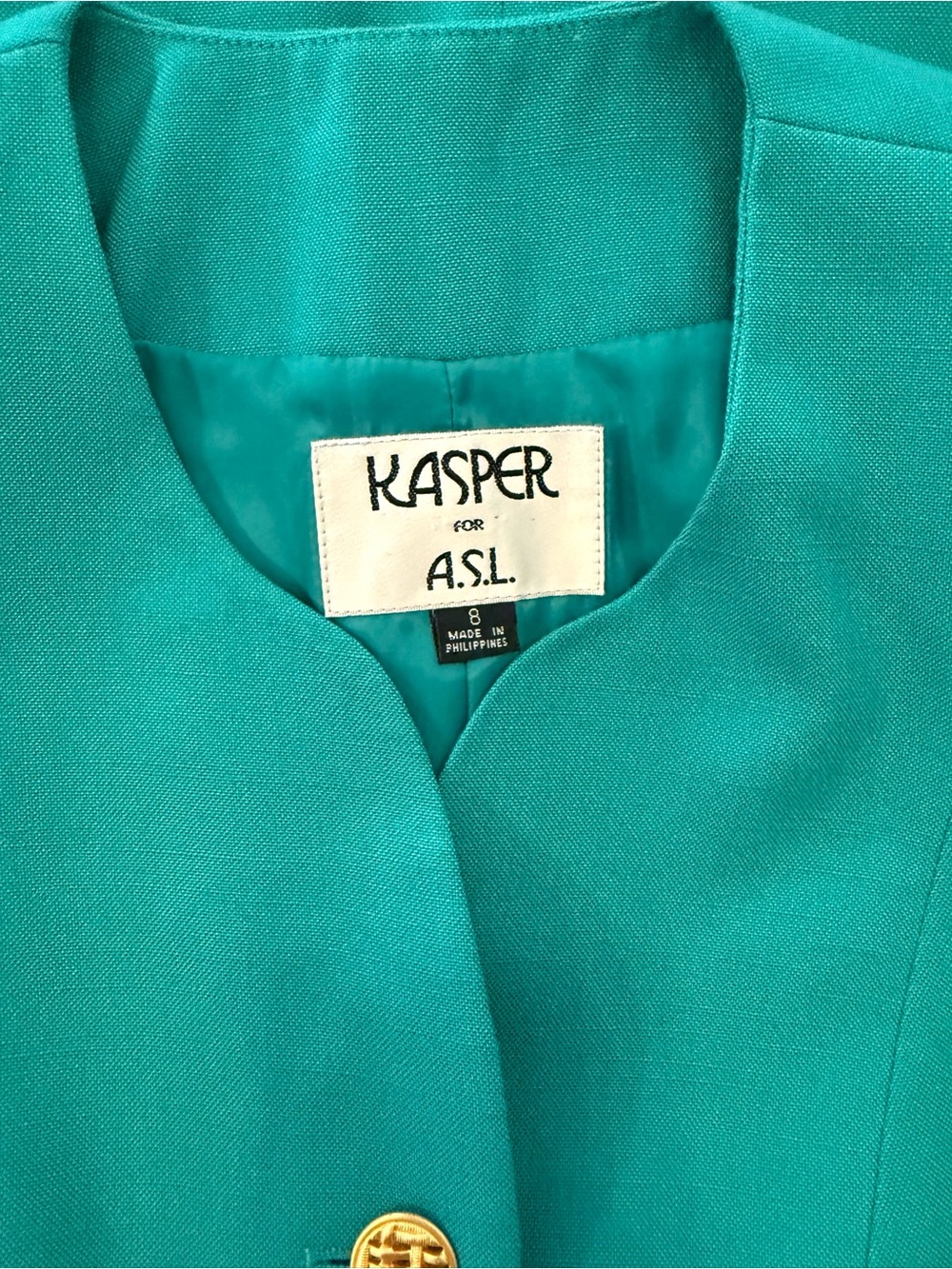 Vintage Kasper ASL Teal Skirt Suit Set Women’s 8 Peplum Career Office - Picture 12 of 13